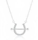 Conjunto Ferradura Luxo Cravejada  Banhada Ouro 14k ou Prata 925