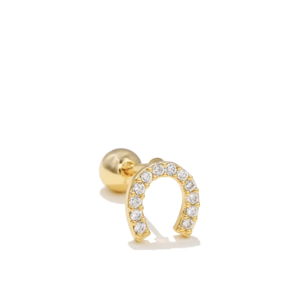 Ferradura com Brilhantes em Zircônia Dourado ou Prata