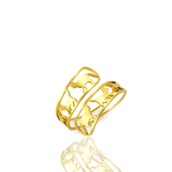 Anel Laço de Bigodes Ajustável Dourado