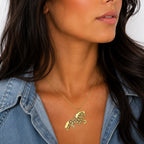 Conjunto Corrente e Pingente Cavalo Origami Dourado