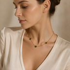 Colar Pontos Coloridos Elegantes Banhado a Ouro