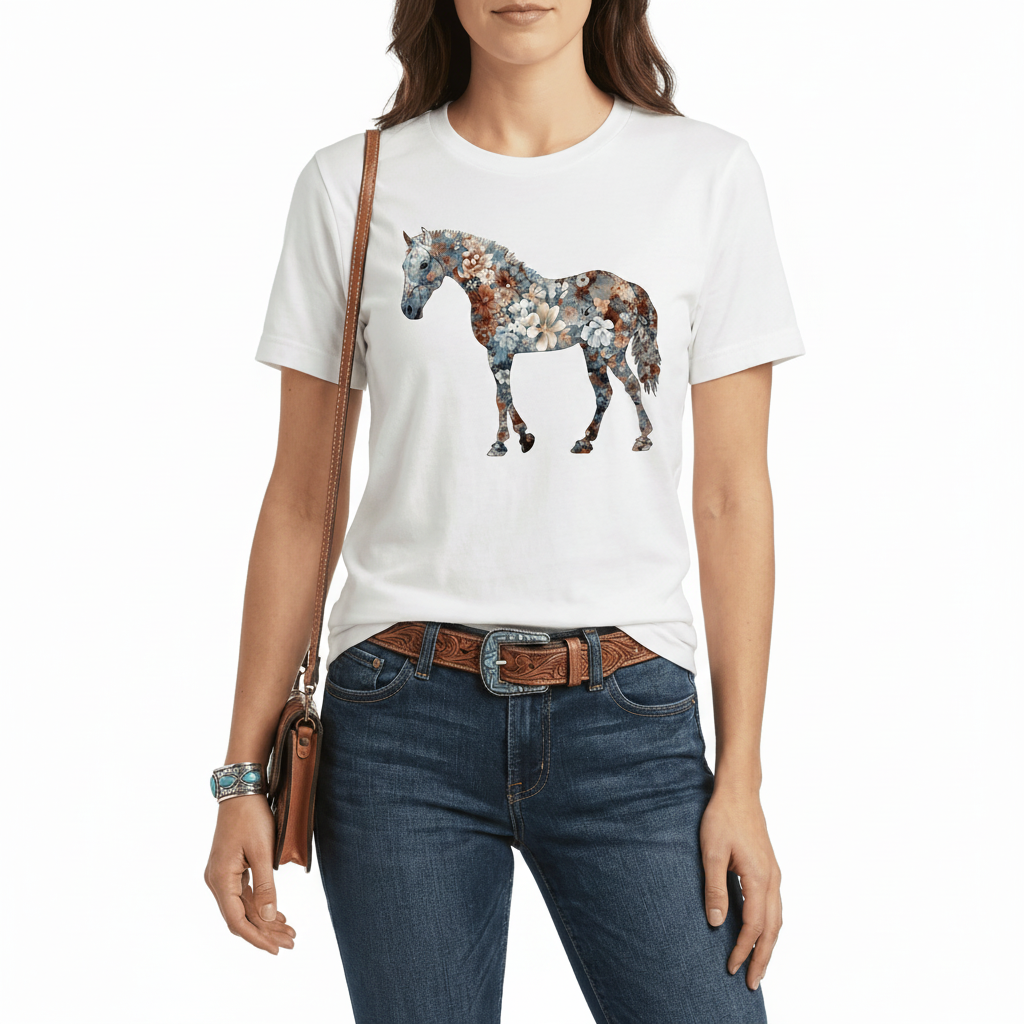 T-Shirt Cavalo Floral