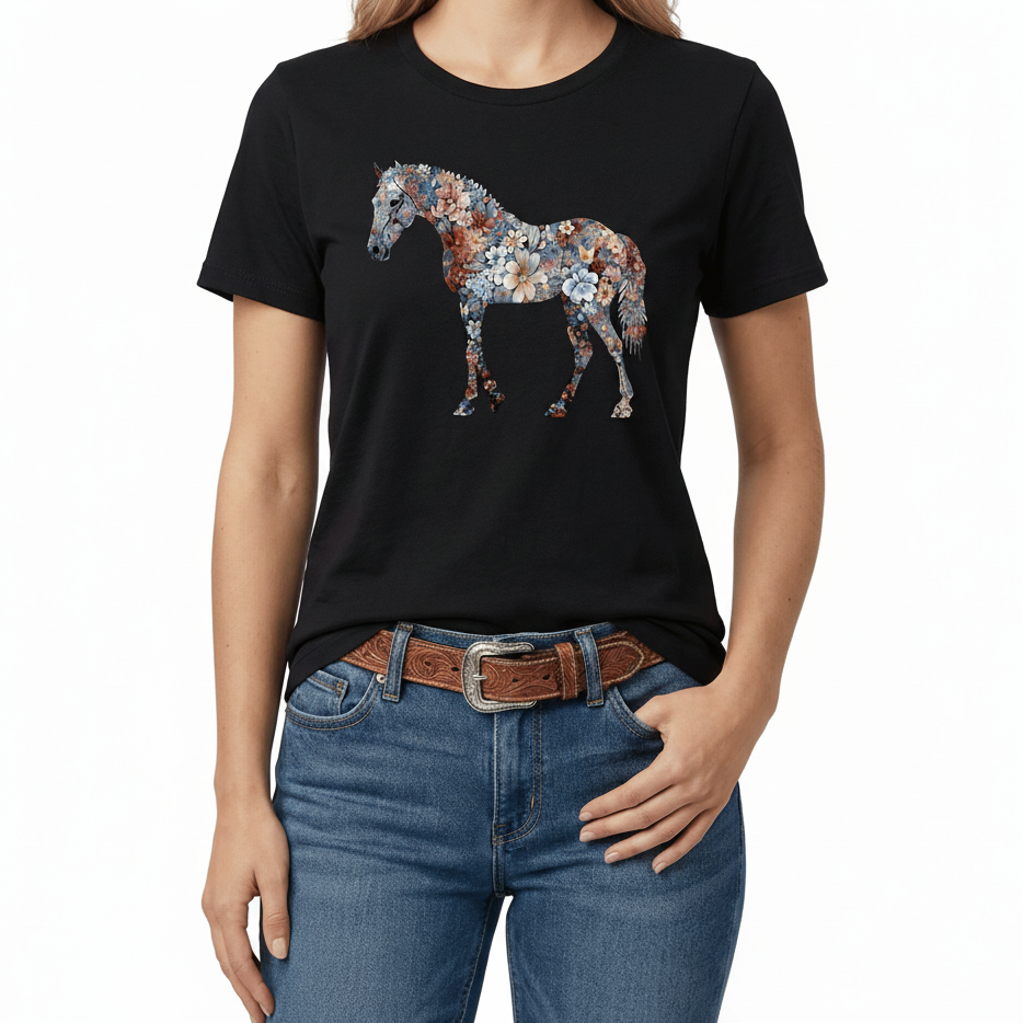 T-Shirt Cavalo Floral