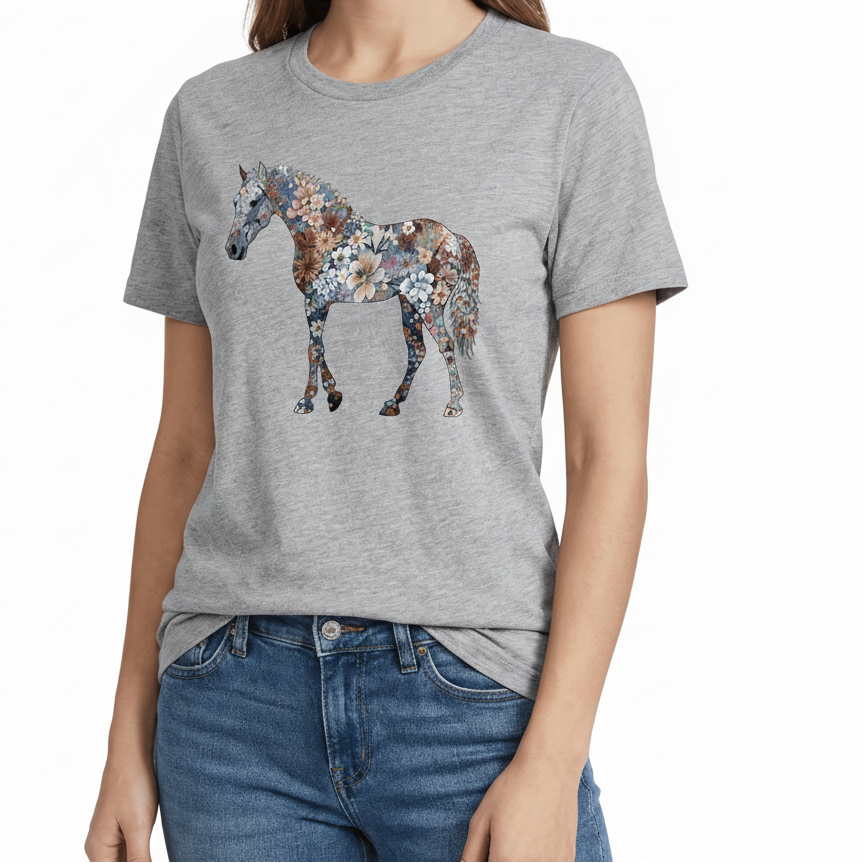 T-Shirt Cavalo Floral
