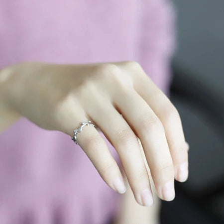 Anel Ramo de Oliveira Prata 925