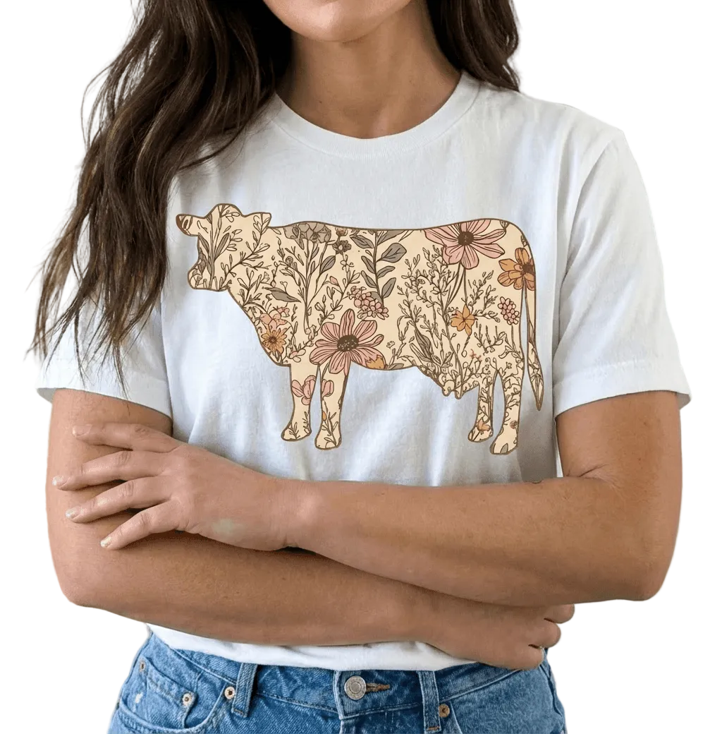 T-shirt Vaquinha Floral Grande
