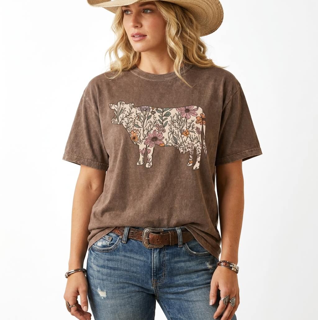 T-shirt Vaquinha Floral Grande