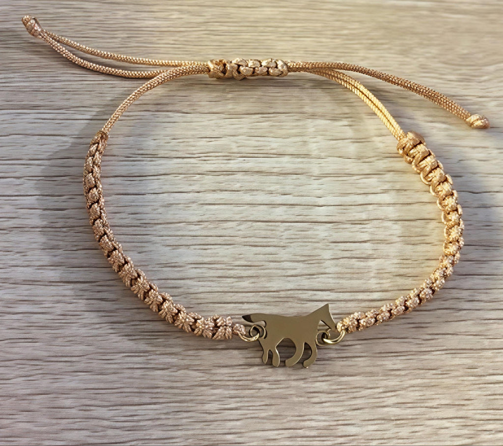 Pulseira Ajustável Galope Cores Pingente Dourado
