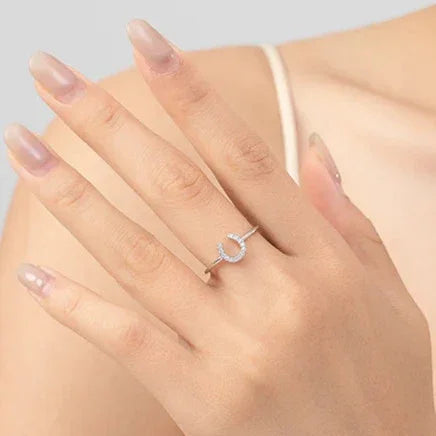 Anel Ferradura Cravejada Prata