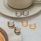 Brinco Triplo Argolas Minimalistas Dourada ou Prata ou Mista