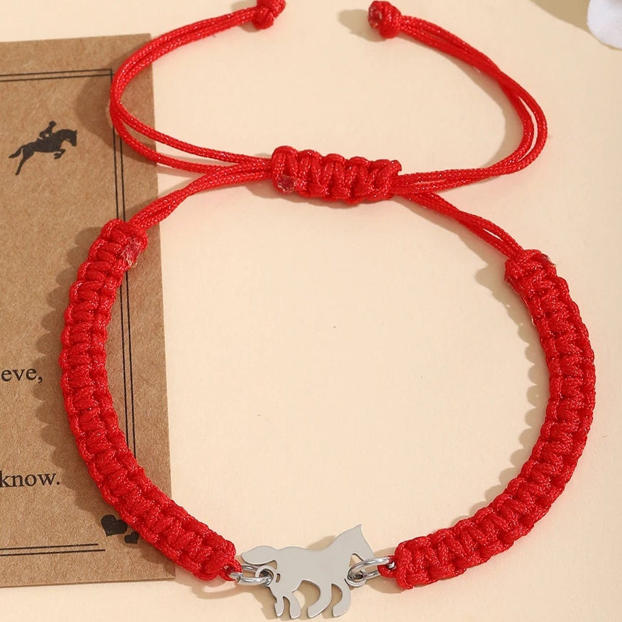 Pulseira Ajustável Galope Cores Pingente Prata