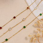Colar Pontos Coloridos Elegantes Banhado a Ouro