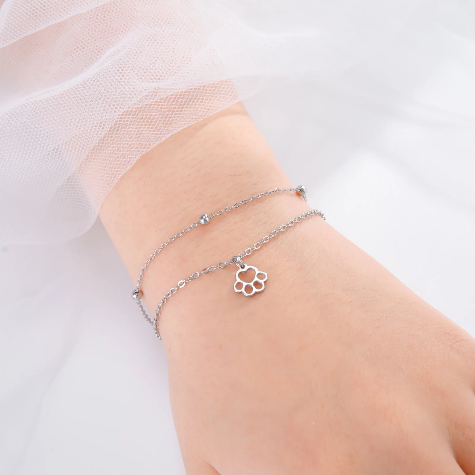 Pulseira Dupla Amor Pet Prata