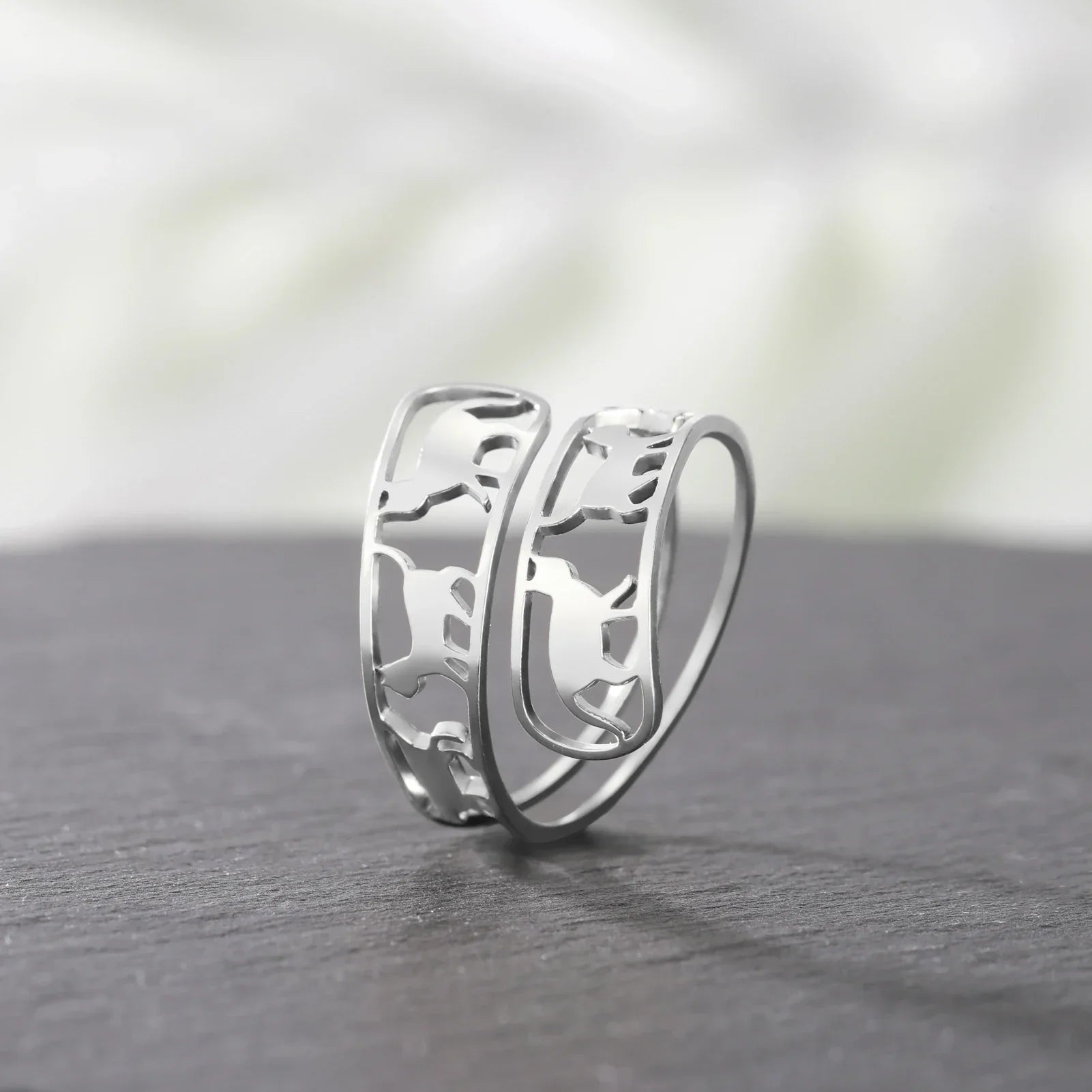 Anel Laço de Bigodes Ajustável Prata