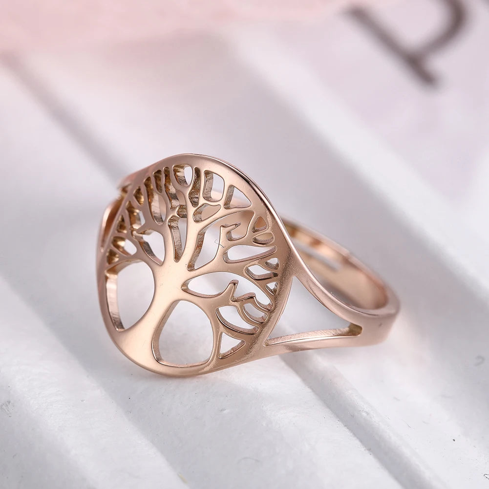 Anel Árvore da Vida Ajustável Dourado, Prata ou Rosê