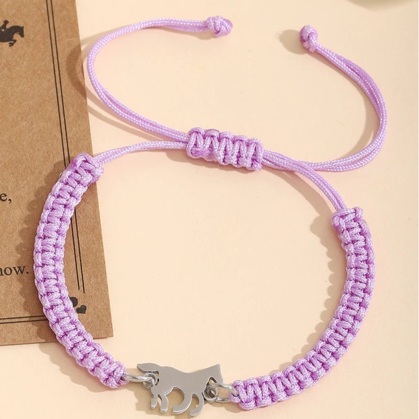 Pulseira Ajustável Galope Cores Pingente Prata