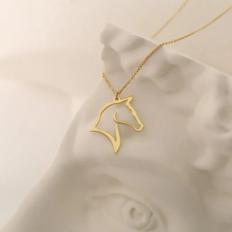 Conjunto Corrente e Pingente Cavalo Elegance Dourado