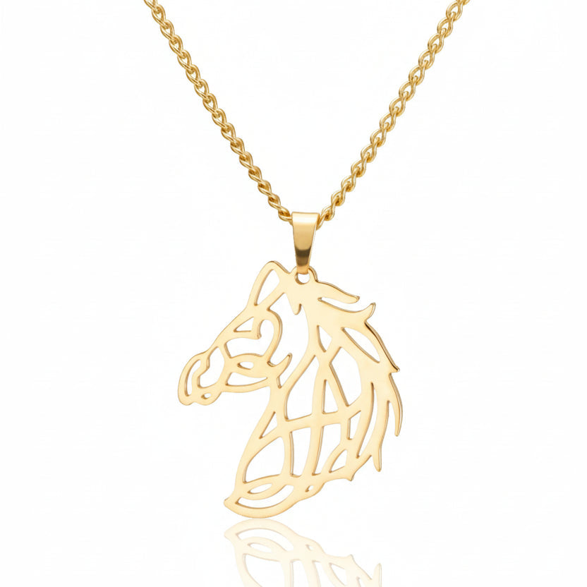 Conjunto Cavalo Geométrico Moderno Dourado