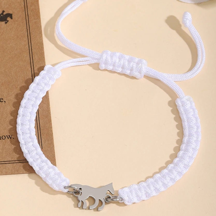 Pulseira Ajustável Galope Cores Pingente Prata
