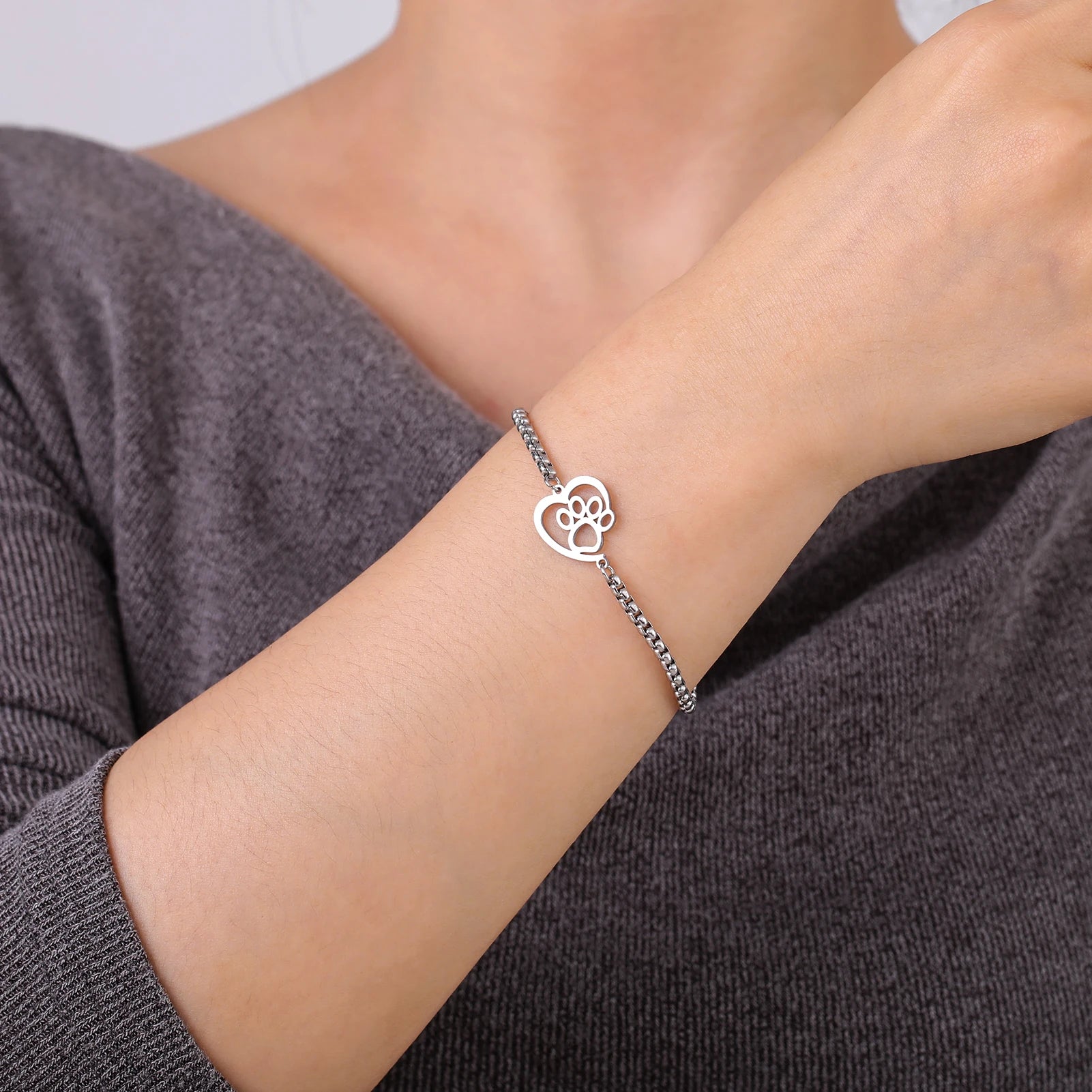 Pulseira Patinhas Companheiras Prata