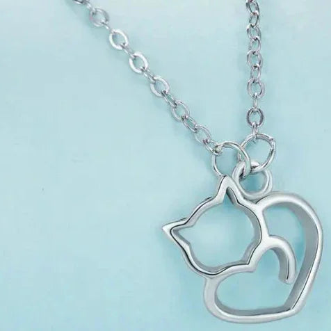 Conjunto Amor Felino Minimalista Prata 925