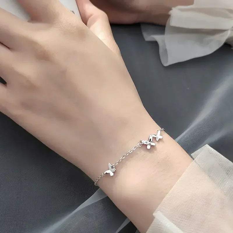 Pulseira Borboletas Delicadas Prata 925