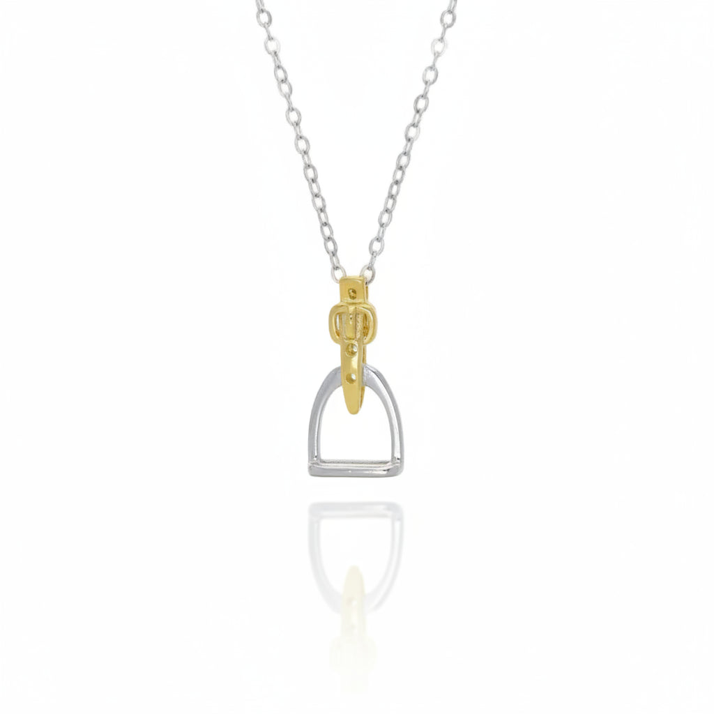 Conjunto Corrente e Pingente Estribo duas Cores