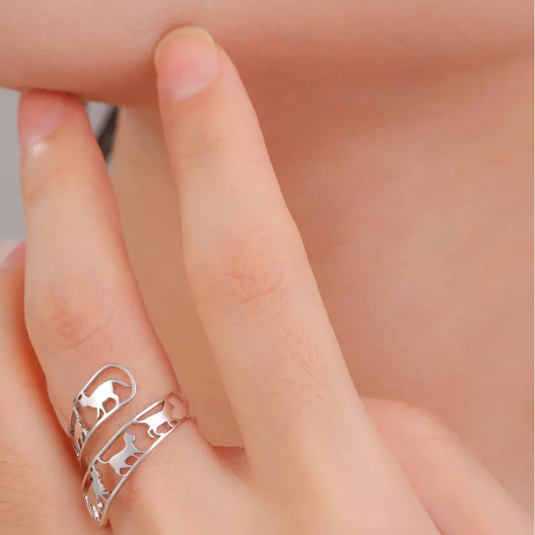 Anel Laço de Bigodes Ajustável Prata