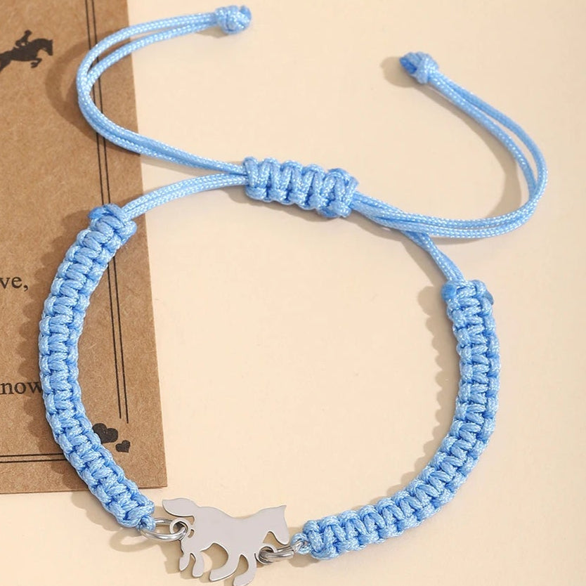 Pulseira Ajustável Galope Cores Pingente Prata