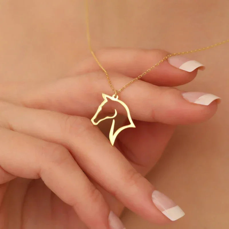 Conjunto Corrente e Pingente Cavalo Elegance Dourado