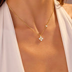 Conjunto Trevo de 4 folhas Cravejado Banhado a Ouro 14k