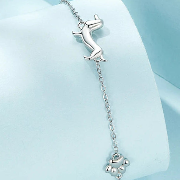 Pulseira Impressões de um Salsichinha Prata 925