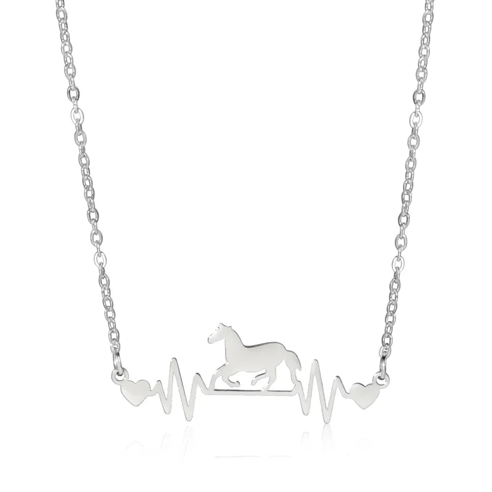 Conjunto colar e pingente Batimentos Prata