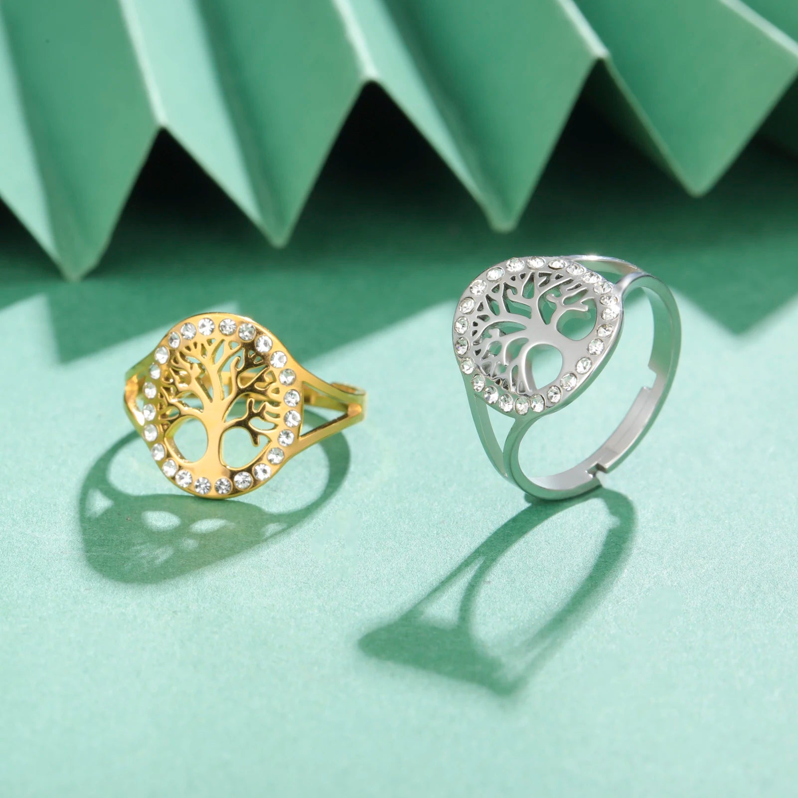 Anel Árvore da Vida com Brilhantes Dourado ou Prata