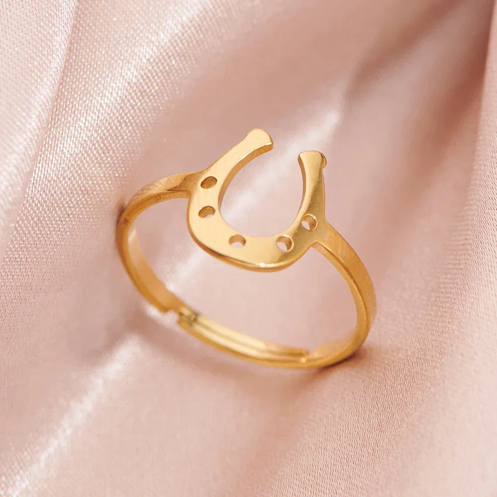 Anel Ferradura Ajustável Dourado