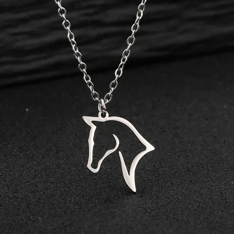 Conjunto Corrente e Pingente Cavalo Elegance Prata