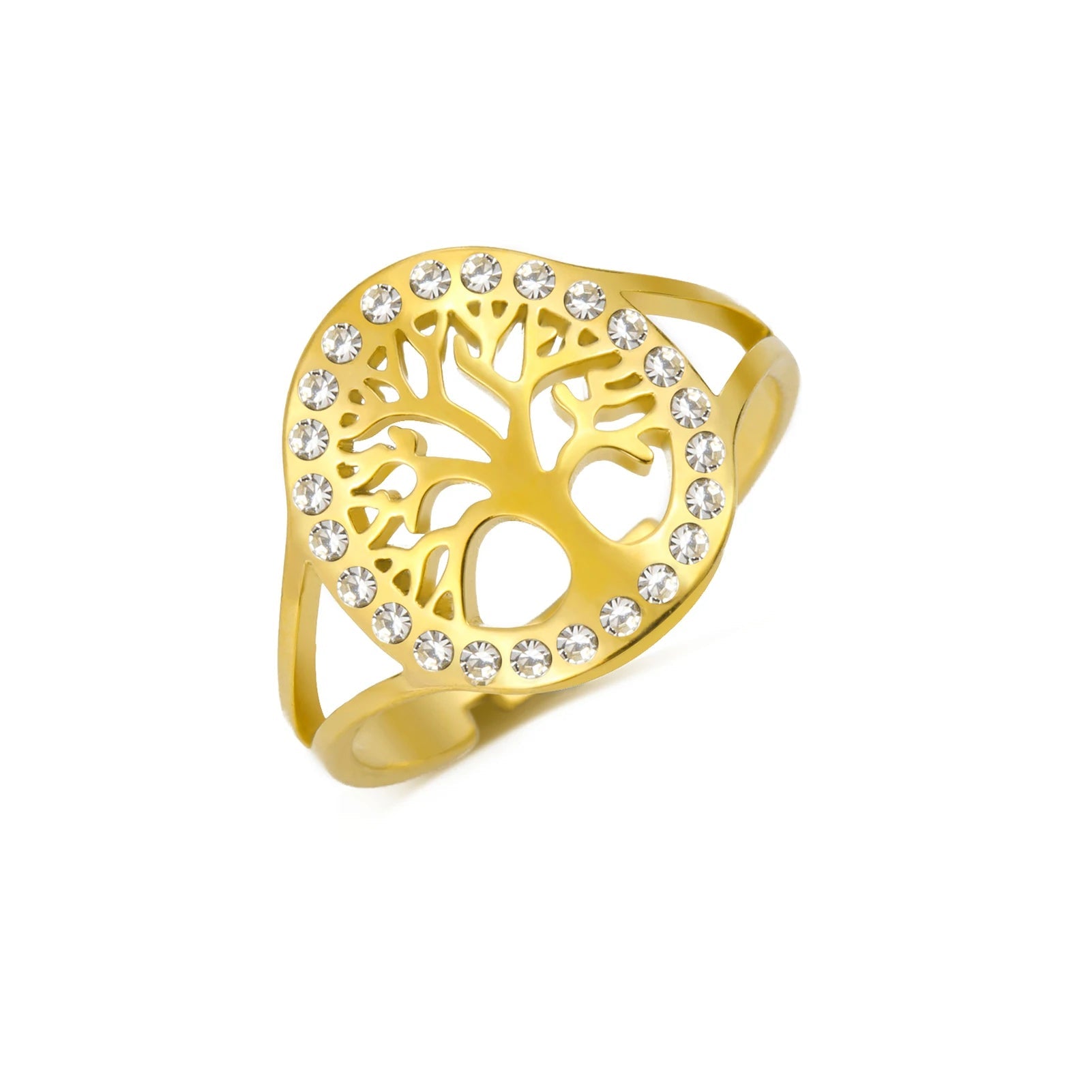 Anel Árvore da Vida com Brilhantes Dourado ou Prata