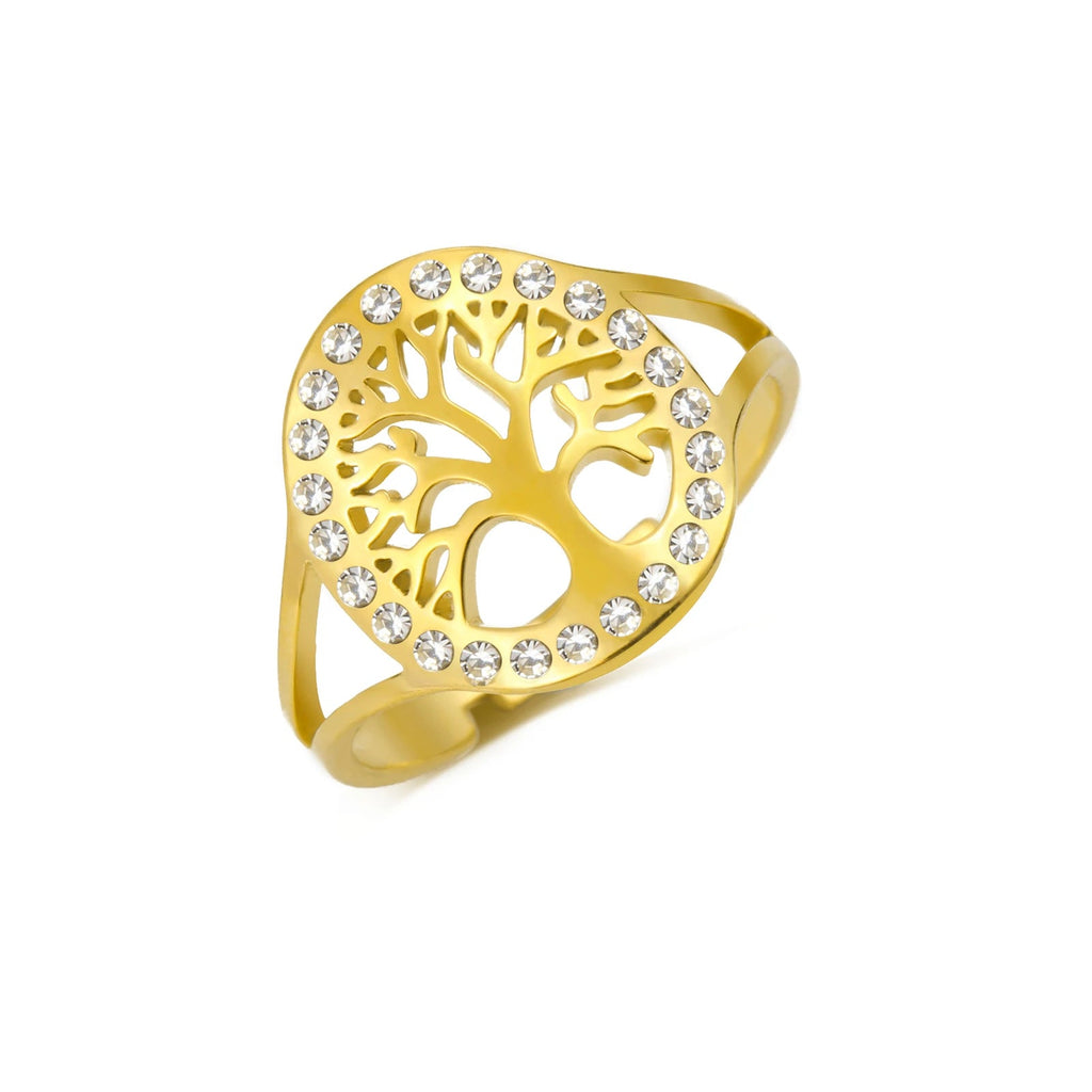 Anel Árvore da Vida com Brilhantes Dourado ou Prata