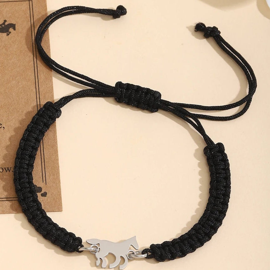 Pulseira Ajustável Galope Cores Pingente Prata