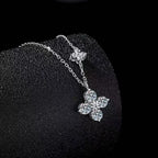 Conjunto Trevo de 4 folhas Cravejado Prata 925