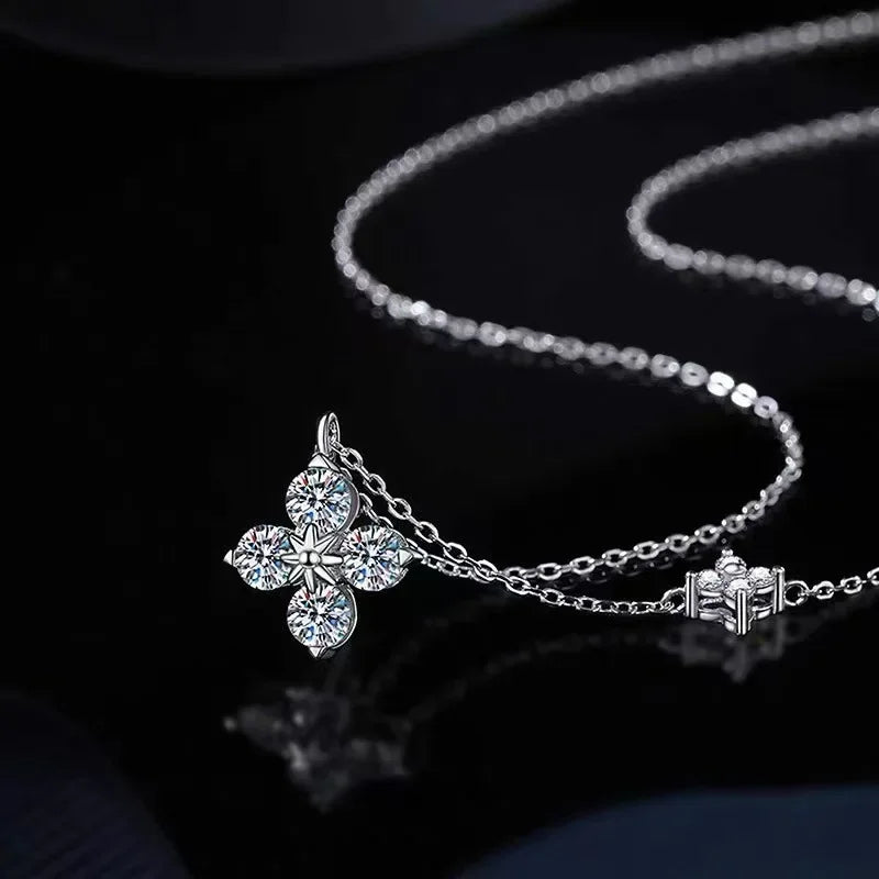 Conjunto Trevo de 4 folhas Cravejado Prata 925