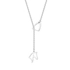 Conjunto Colar e Pingente Cavalo Estribado Prata