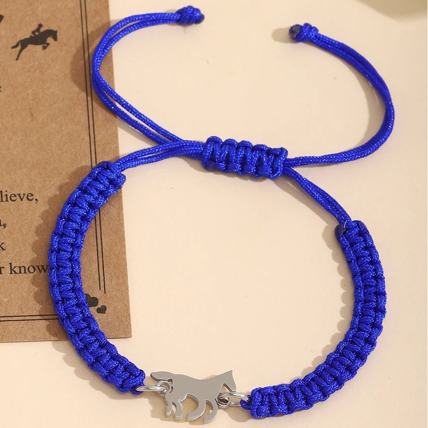 Pulseira Ajustável Galope Cores Pingente Prata