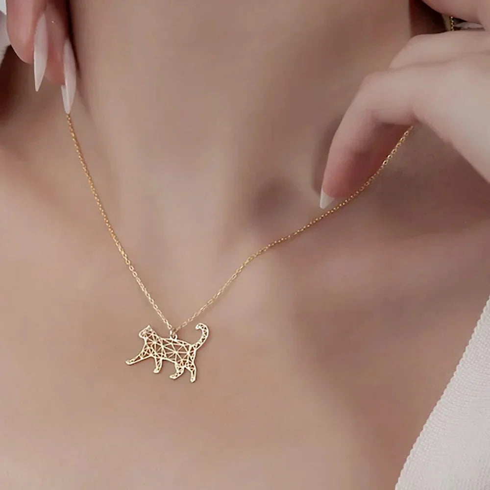 Conjunto Amor Felino Origami Dourado ou Prata