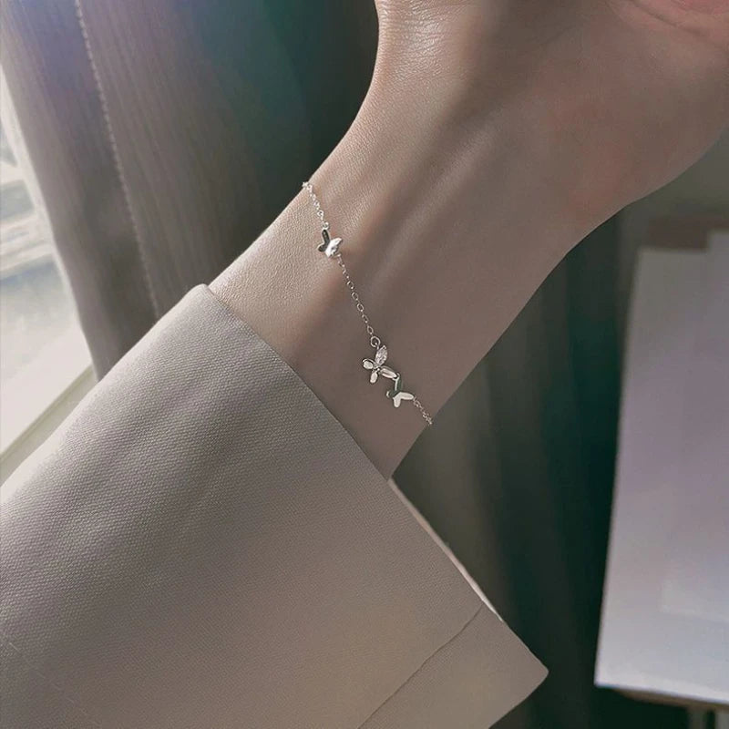Pulseira Borboletas Delicadas Prata 925