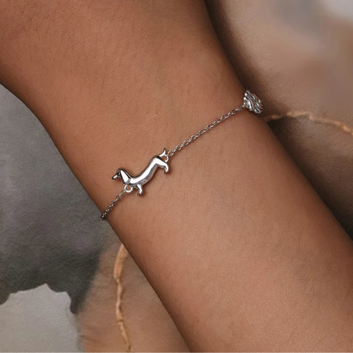 Pulseira Impressões de um Salsichinha Prata 925
