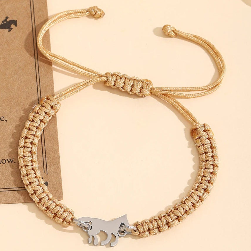 Pulseira Ajustável Galope Cores Pingente Prata