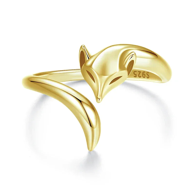 Anel Raposinha Moderno Prata 925 Banhado Ouro 18k