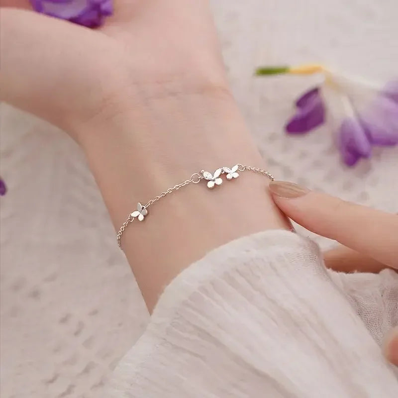 Pulseira Borboletas Delicadas Prata 925