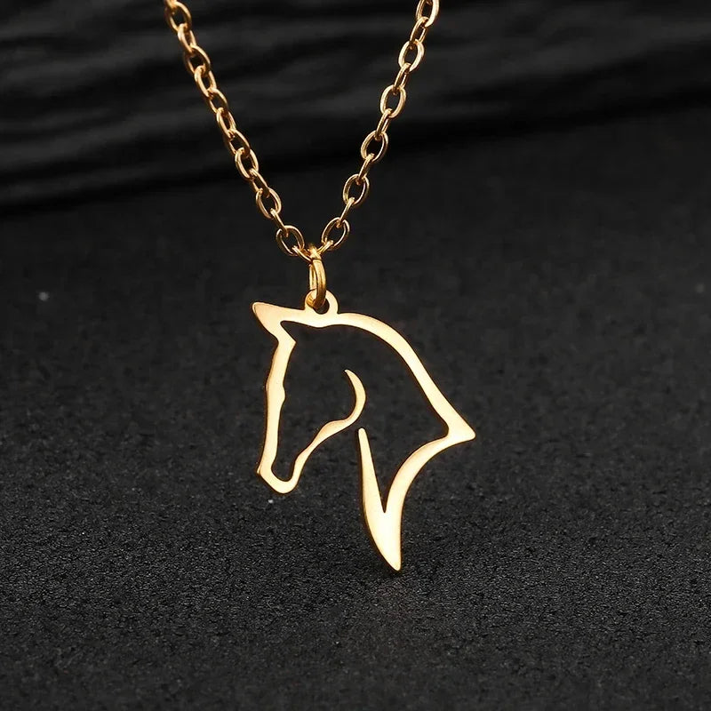 Conjunto Corrente e Pingente Cavalo Elegance Dourado